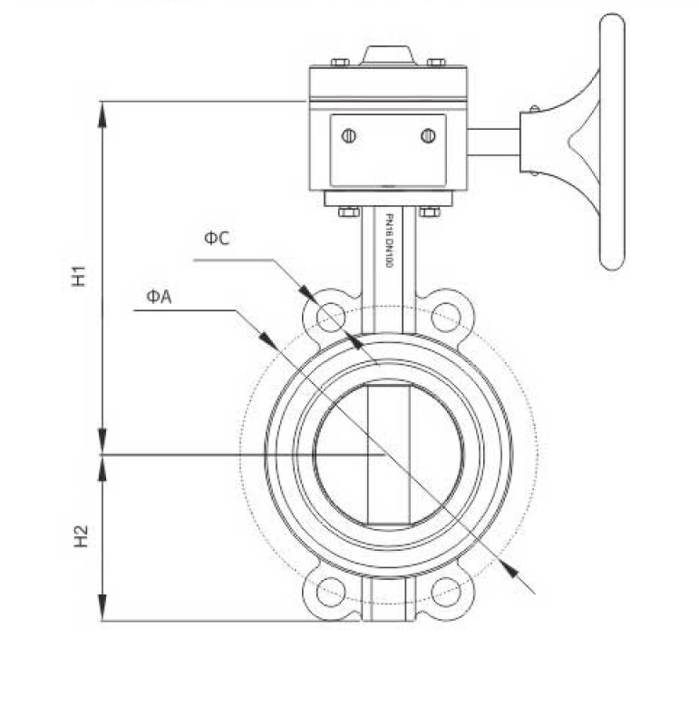 蝸(wō)輪消防信号(hào)對夾蝶閥(圖(tú)1)